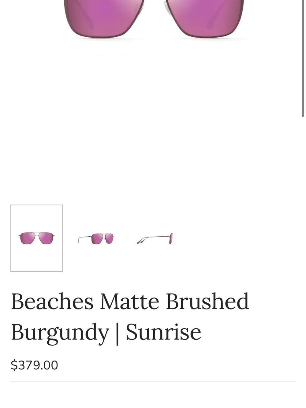 Maui Jim beaches UnisexGold Metal Aviator Sunglasses with Mirror Lenses - Picture 6 of 8